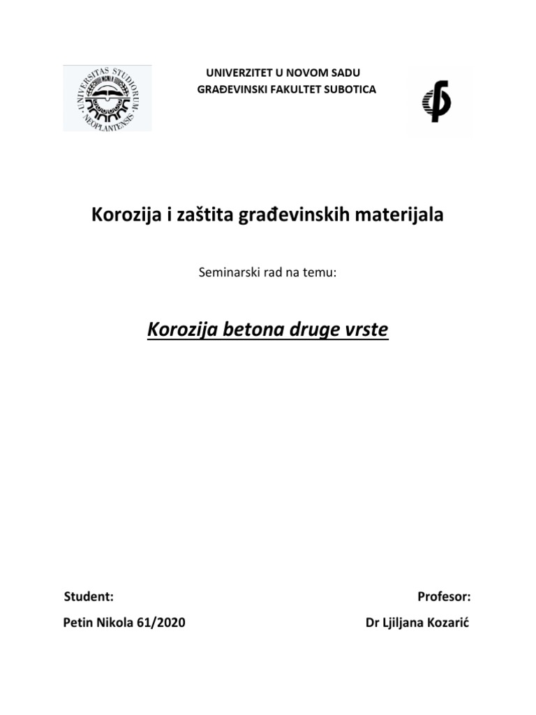 Korozija Betona Druge Vrste | PDF