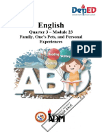 English: Quarter 3 - Module 23 Family, One's Pets, and Personal Experiences