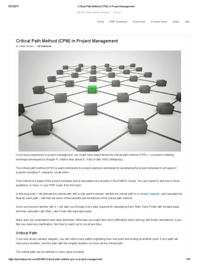 Critical Path Method in Project Management | PDF | Applied Mathematics ...