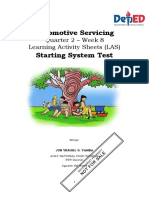 Automotive Servicing Starting System Test: Quarter 2 - Week 8 Learning Activity Sheets (LAS)