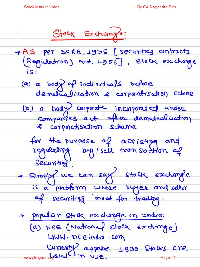 Stock Market Notes for Beginners | PDF | Business | Law