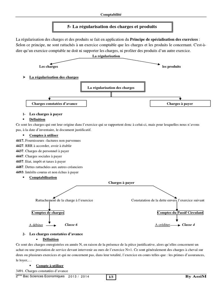 Régularisation Des Charges Et Produits Exercices Corrigés Pdf Regularisation Des Comptes de Charges Et Produits Cours 1 | PDF |  Comptabilité | Les sociétés