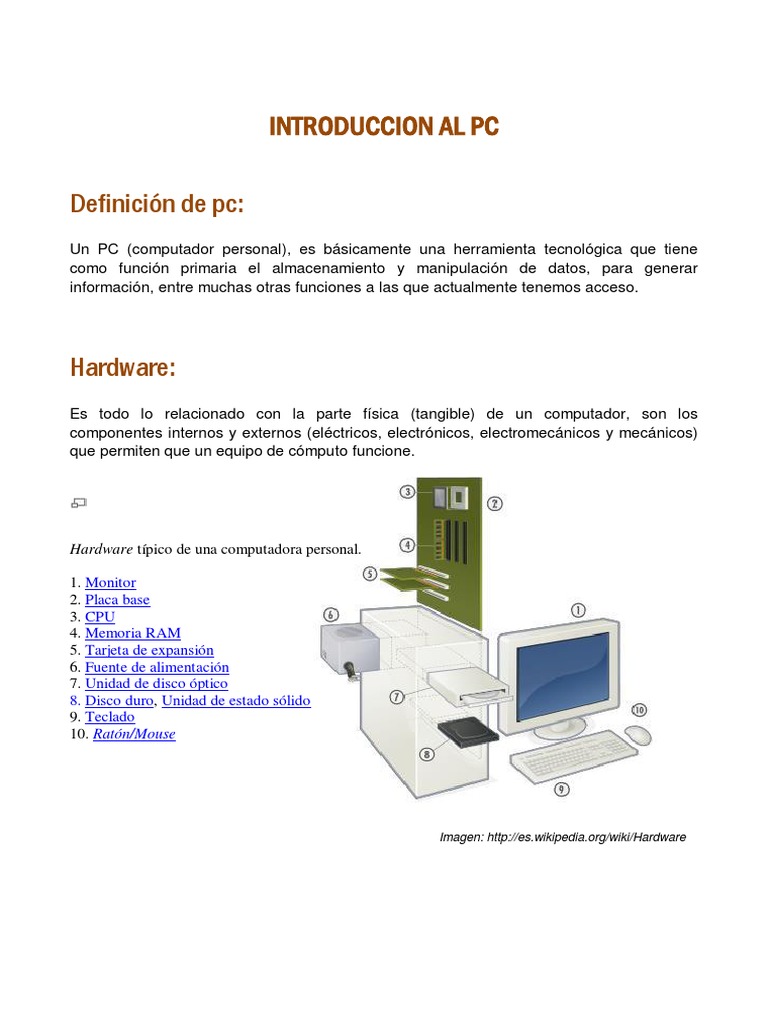 Funciones y componentes del hardware PC | PDF | Hardware de la ...