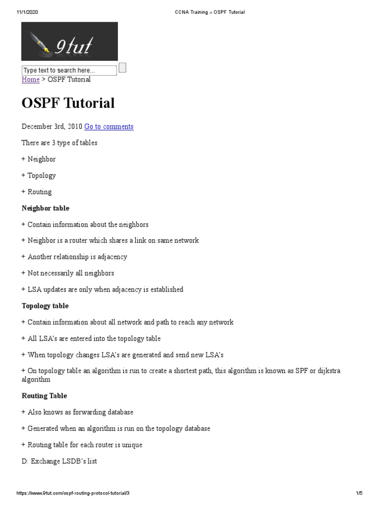 OSPF Routing Protocol Overview | PDF | Routing | Transmission Control ...