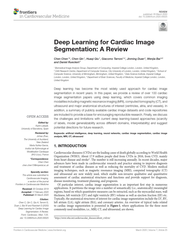 Deep Learning For Cardiac Image Segmentation: A Review | PDF | Image ...