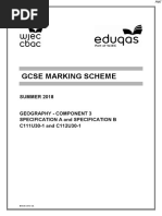 June 2018 MS - Component 1 WJEC Geography (B) GCSE