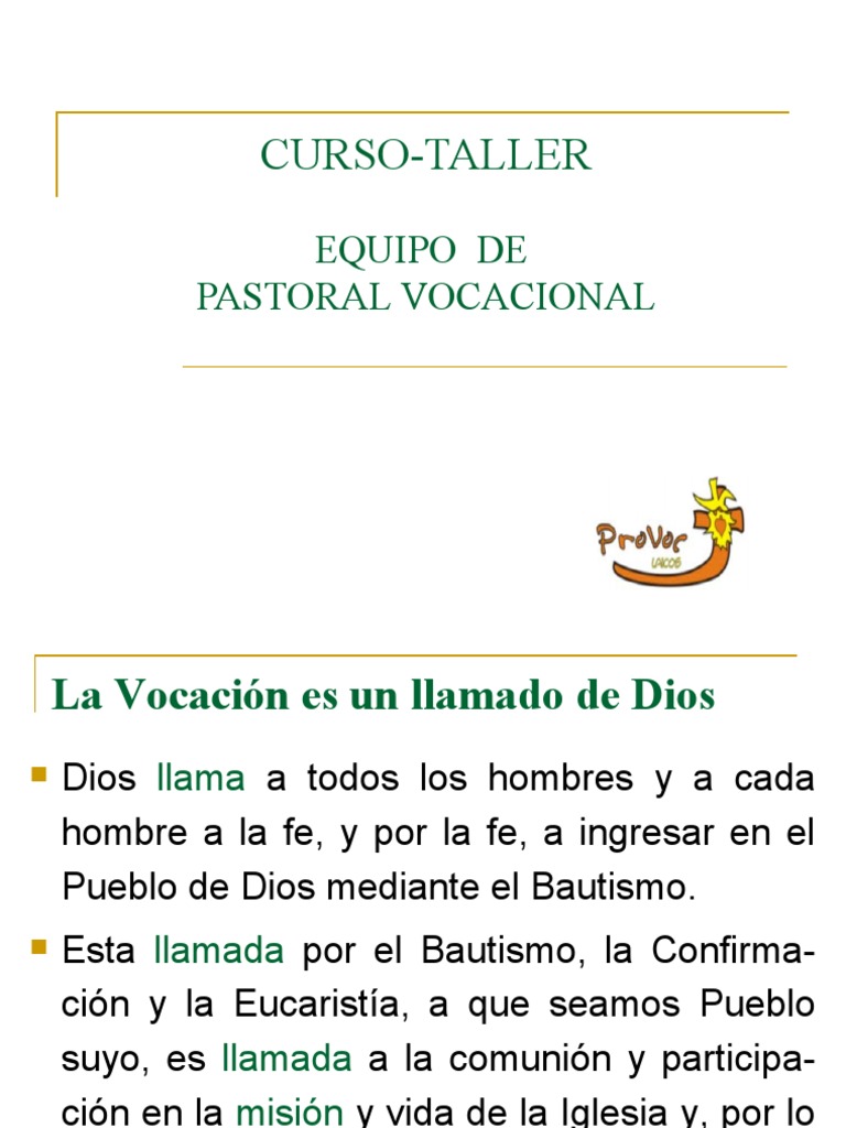 Curso-Taller: Equipo de Pastoral Vocacional | PDF | Evangelización ...