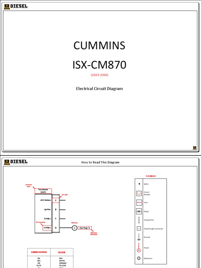 Cummins ISX-CM870: Electrical Circuit Diagram | PDF | Turbocharger