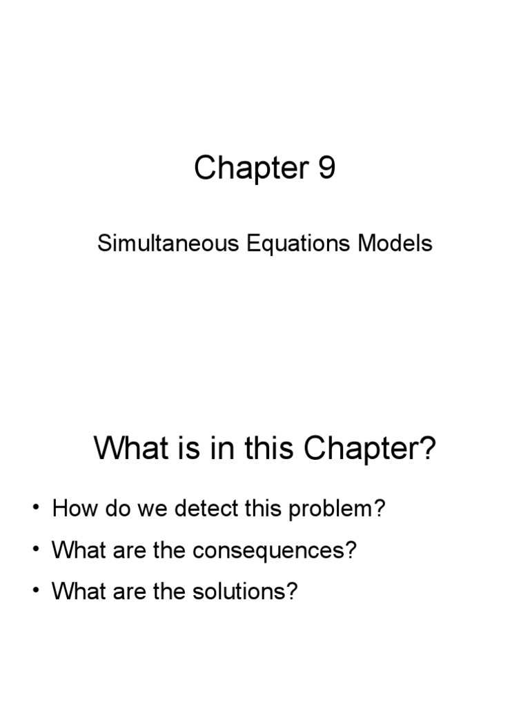 Simultaneous Equation Model | PDF | Endogeneity (Econometrics ...