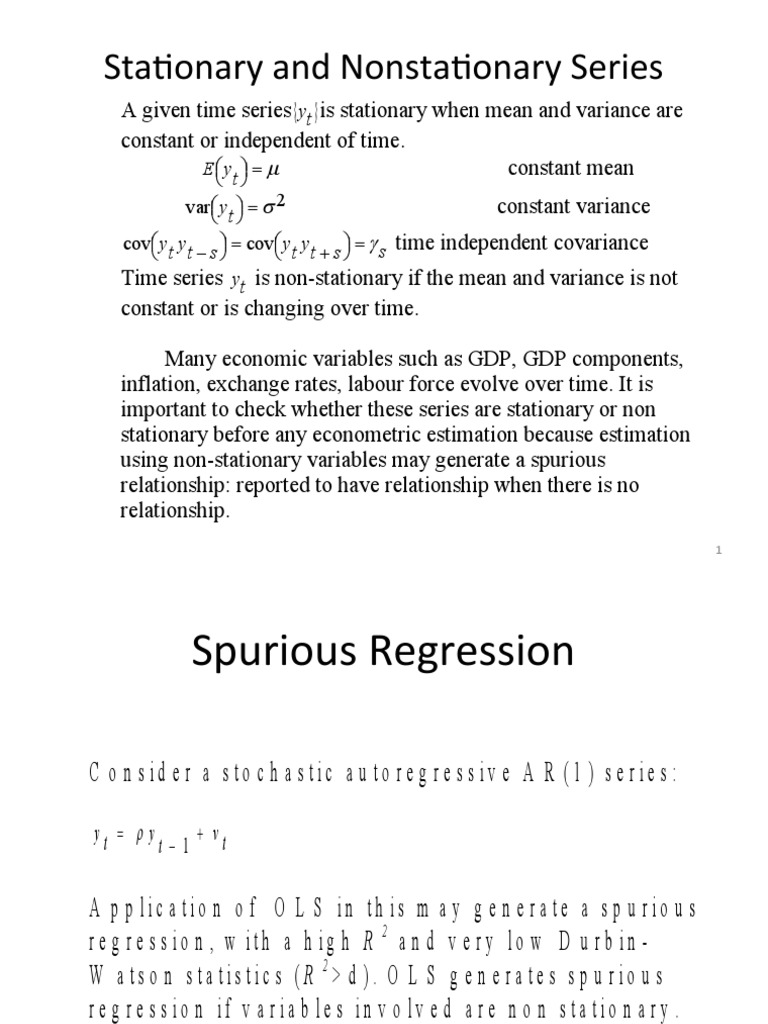 Stationary and Nonstationary Series T y y E T y S S T y T y S T y T y T y PDF Statistical