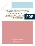 Prosthetic Dentistry For The Fifth Year Dental College Thi-Qar University