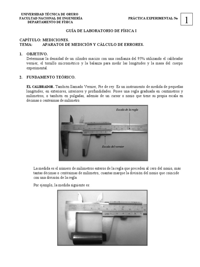 Cálculo de Errores en Mediciones con Vernier | PDF | Metrología ...
