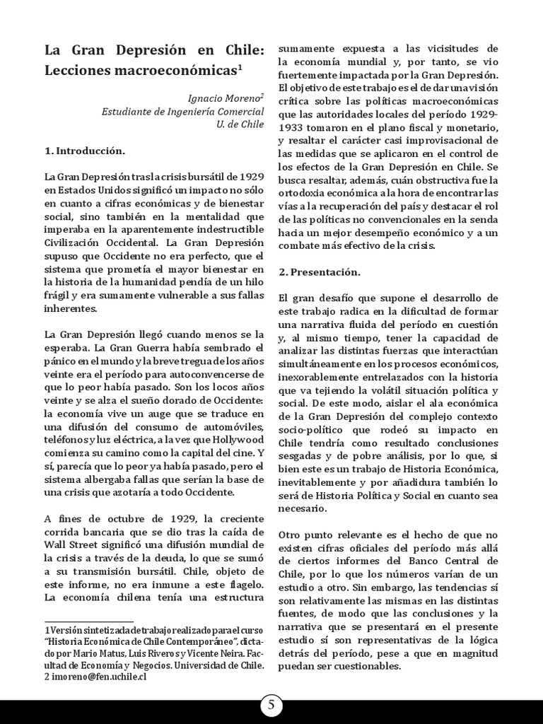 Impacto de la Gran Depresión en Chile | PDF | Gran depresion | Inflación