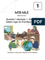 Mtb-Mle: Quarter 1-Module 1, Week 1: Saken Ago So Pamiliya Aken