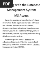 Working With The Database Management System