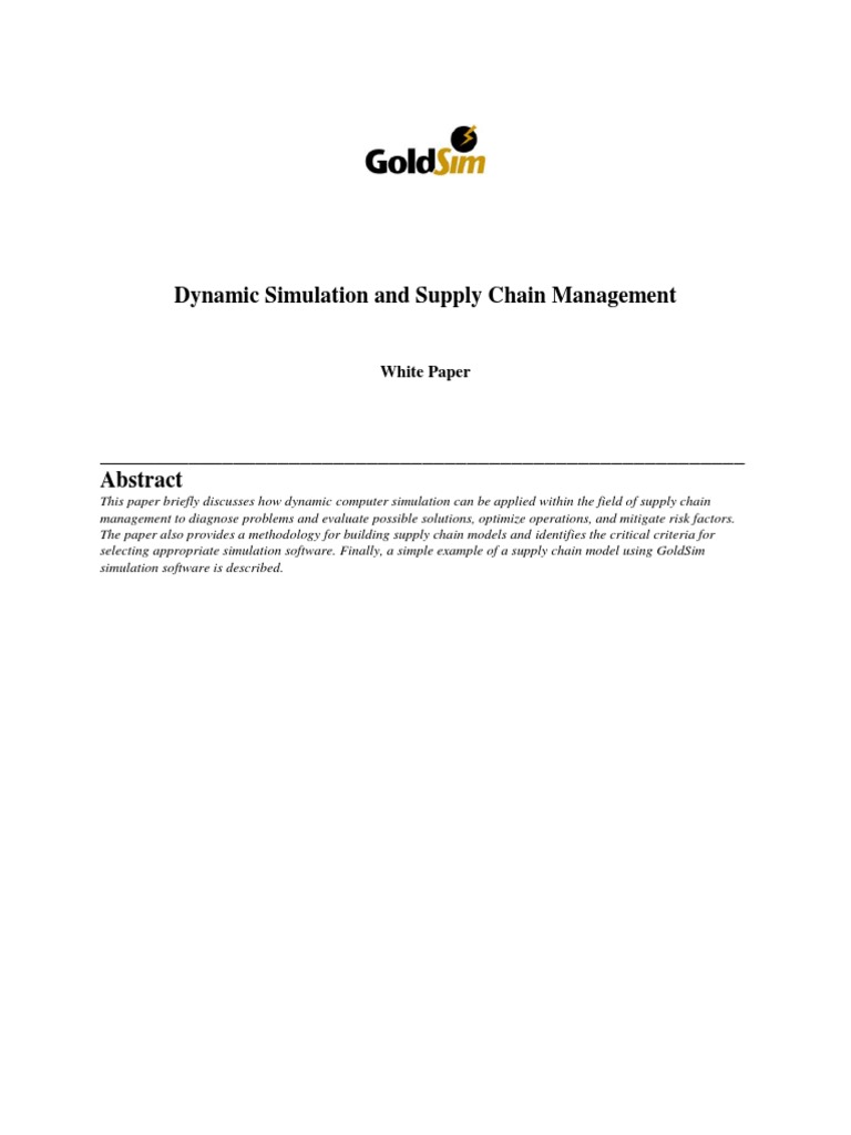Dynamic Simulation and Supply Chain Management | PDF | Supply Chain ...