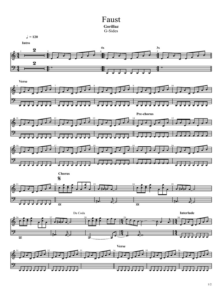 Gorillaz - Faust | PDF | Song Structure | Vocal Music
