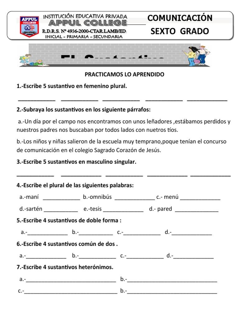 Ficha Practica El Sustantivo | PDF