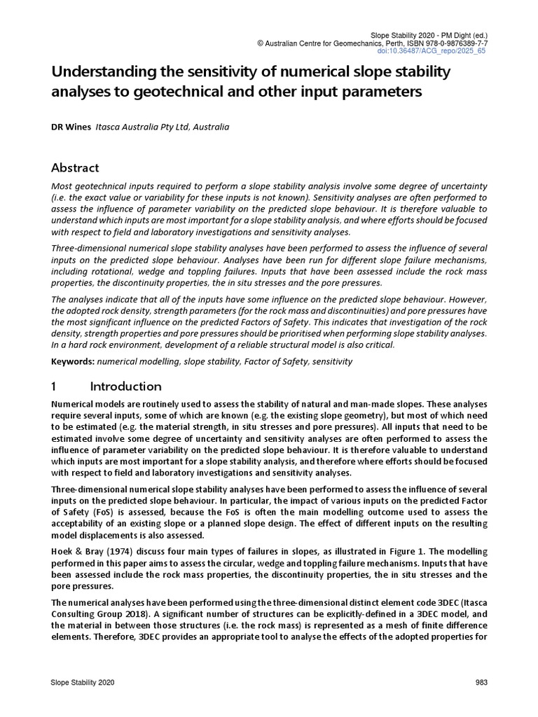 Understanding The Sensitivity of Numerical Slope Stability Analyses To ...