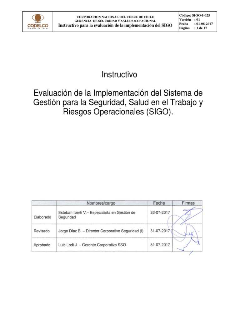 Instructivo SIGO: Evaluación y Implementación | PDF | Auditoría ...