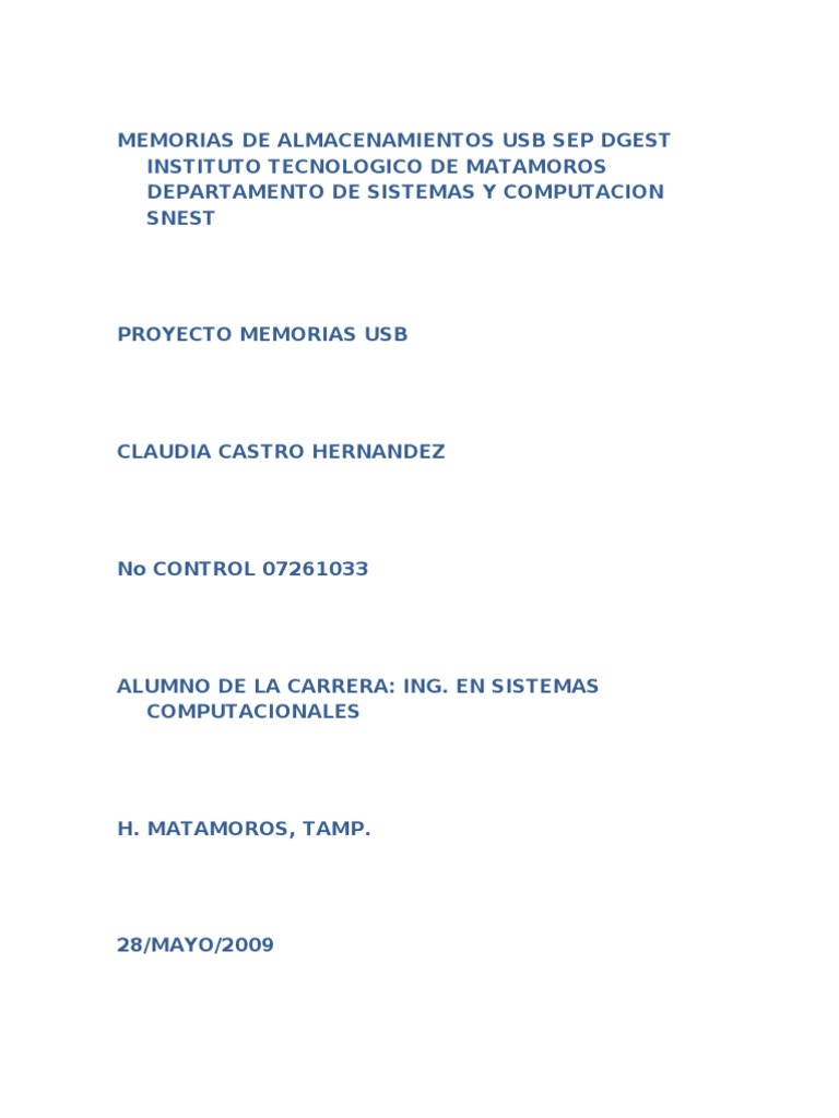 Evolución y Uso de Memorias USB | PDF | Tarjeta de memoria | USB