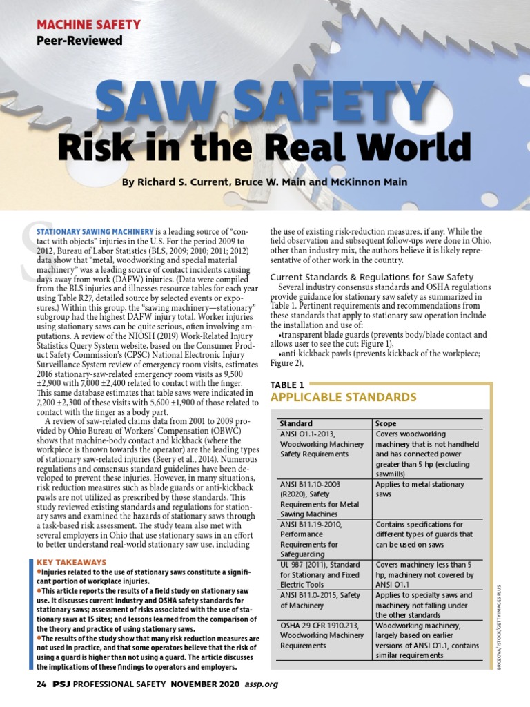 Saw Safety - Risk in The Real World | PDF | Risk | Personal Protective