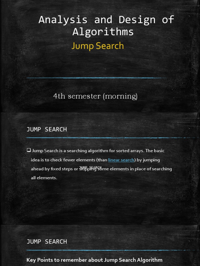 Analysis and Design of Algorithms: Jump Search | PDF | Time Complexity ...