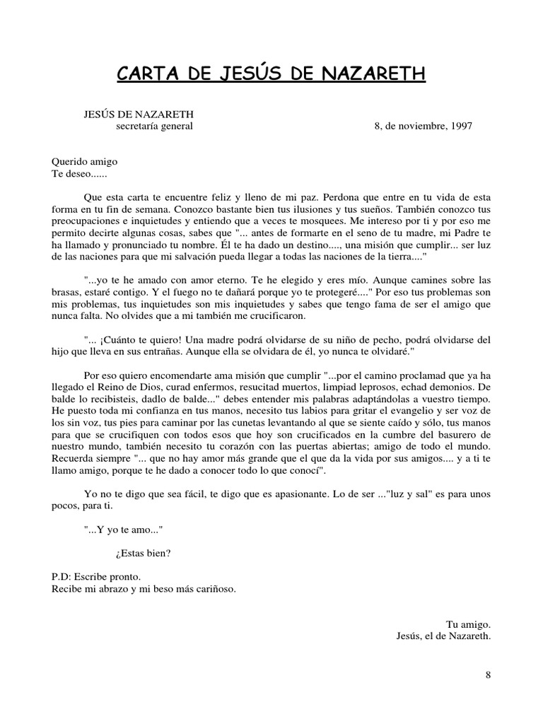 Carta de Jesus de Nazareth 481 PDF Jesús Amor