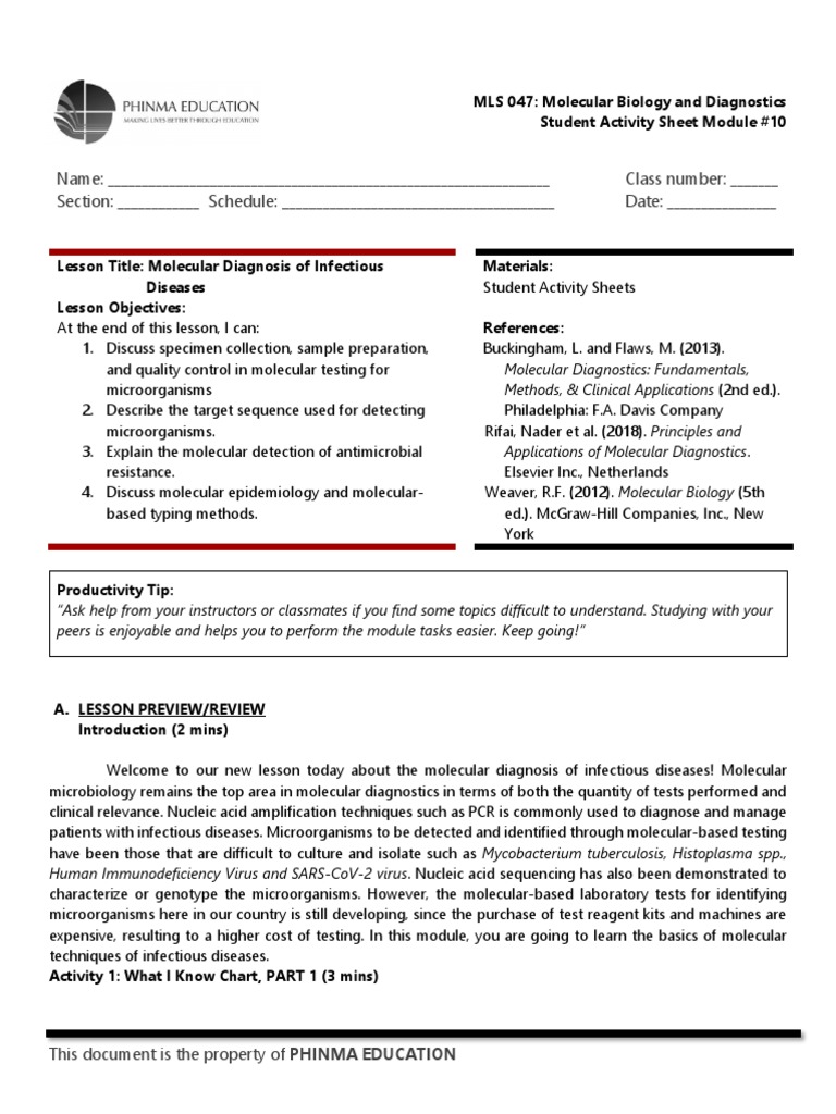 Molecular Diagnostics in Infectious Diseases | PDF | Polymerase Chain ...