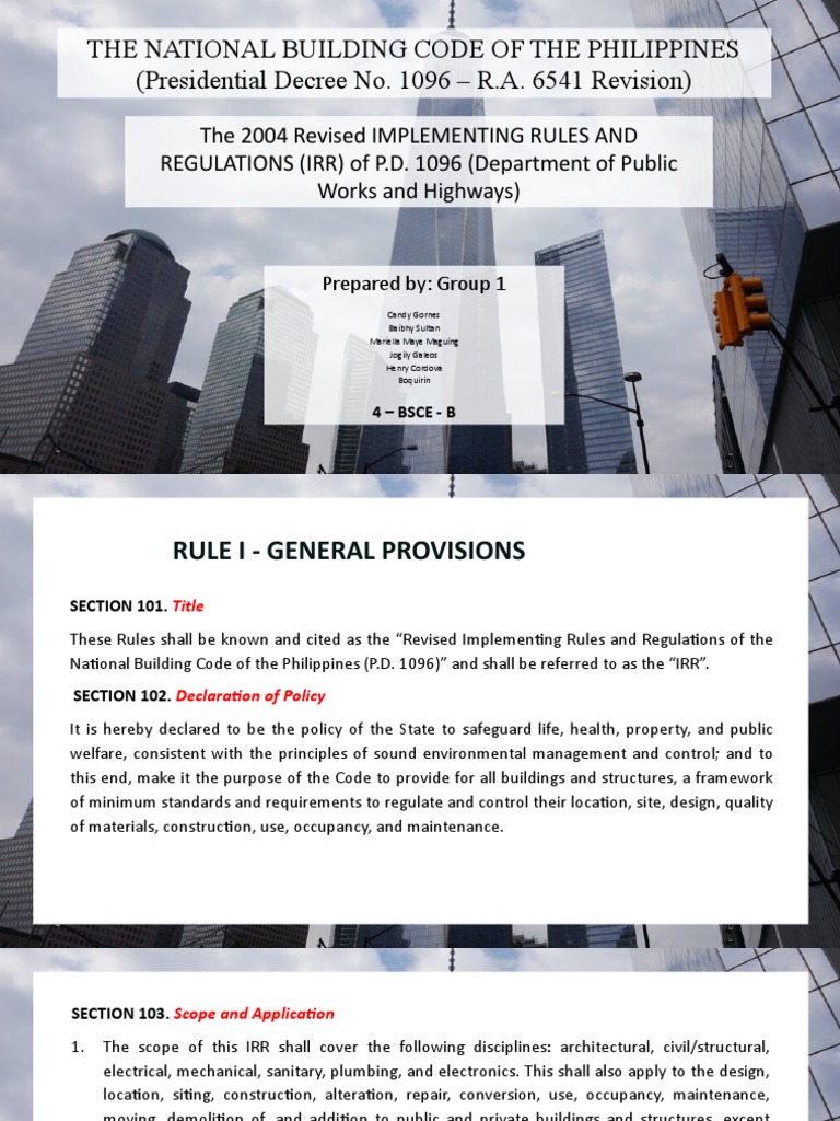 The National Building Code of The Philippines (Presidential Decree No