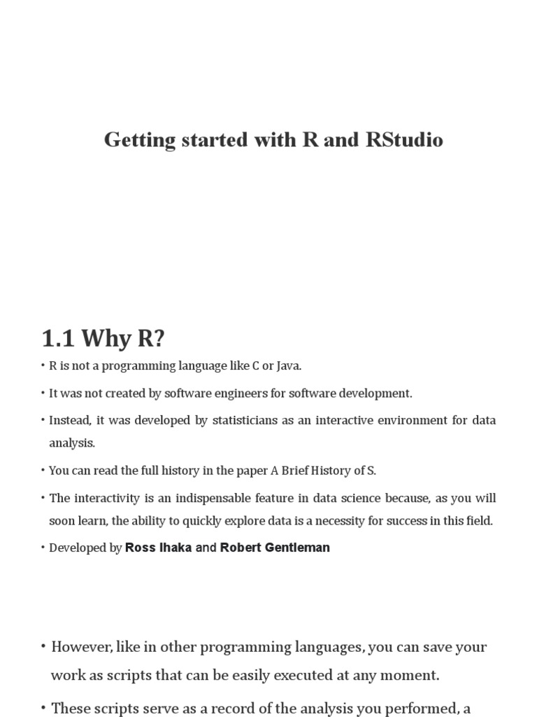 Getting Started With R and RStudio | PDF | Scripting Language | R ...