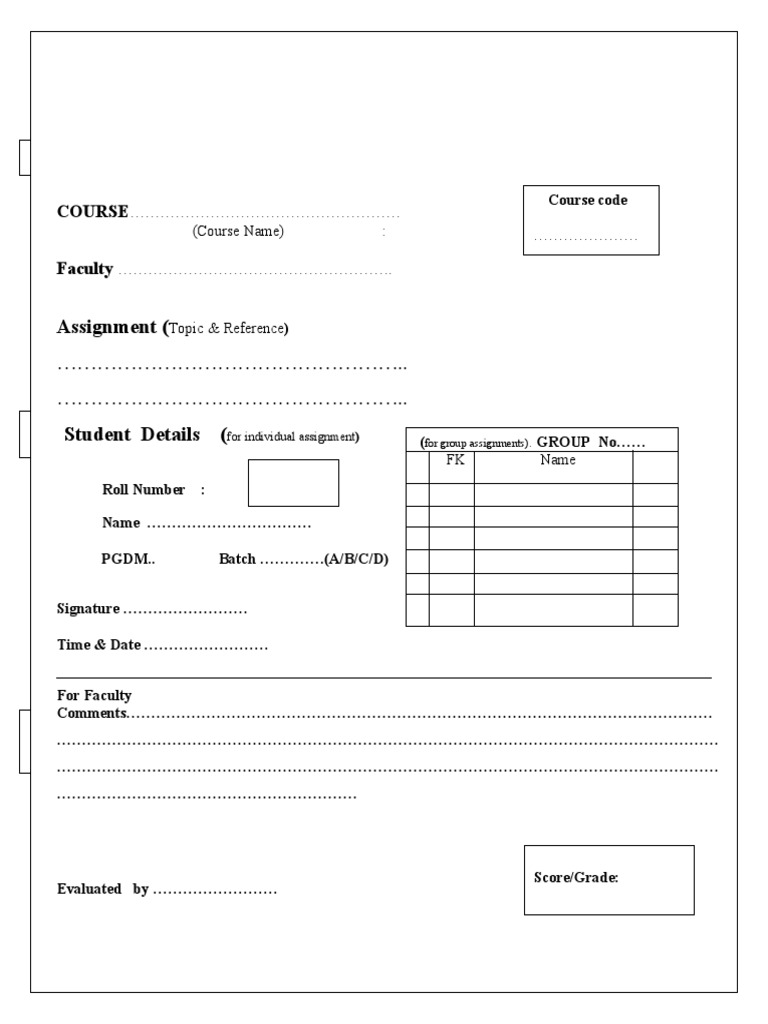 Assignment Cover | PDF