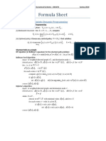 Formula Sheet: Section 1 - Deterministic Dynamic Programming