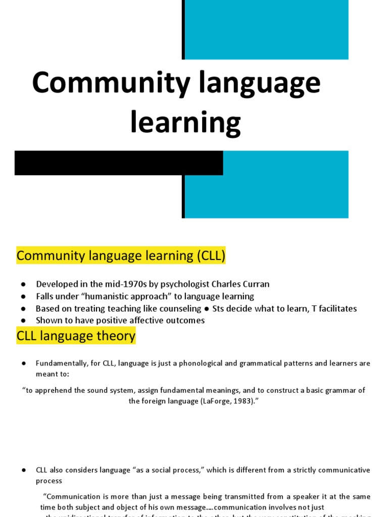 E. Community Language Learning | PDF | Language Acquisition | Learning