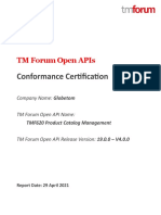 API Certification Report Summary TMF620 Globetom