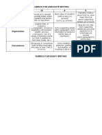 Rubrics For Anecdote Writing and Essay