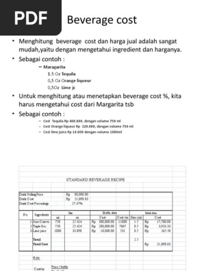 Beverage Cost Non Alcoholic Drinks Food And Drink