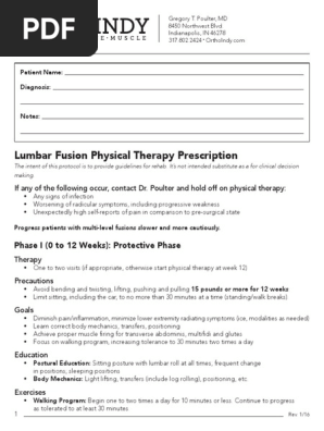 Lumbar Fusion Physical Therapy Prescrition