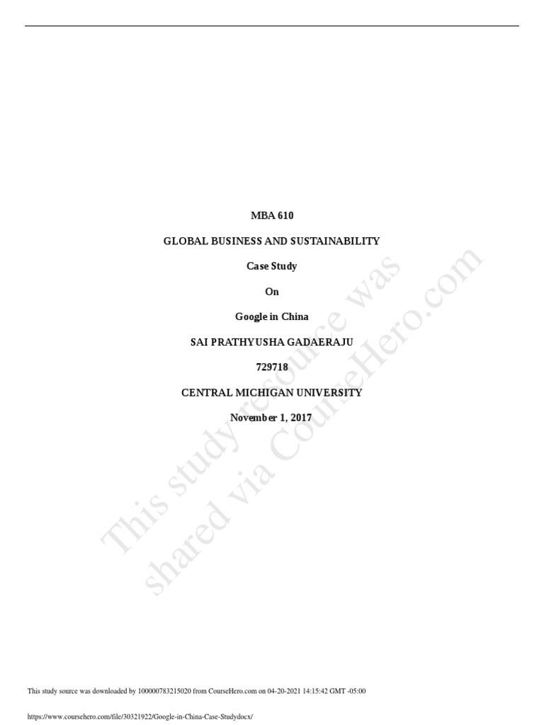 Google In China Case Study Download Free Pdf Internet World Wide Web