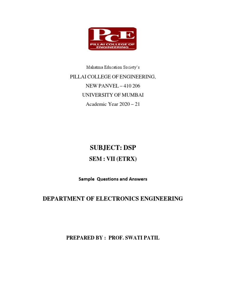 DSP Engineering Sample Questions | PDF | Digital Signal Processing ...
