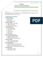 Vehicles & Their Specifications: Unit-III