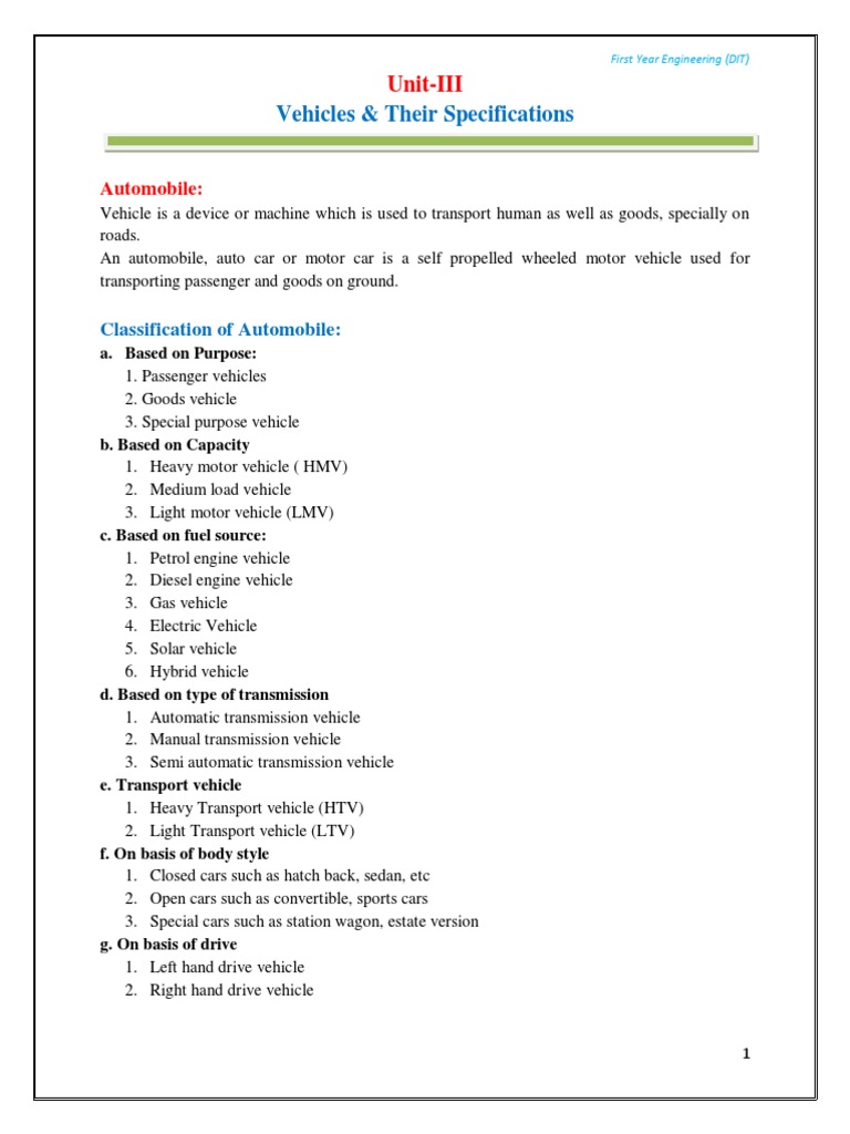 Vehicle Specifications Overview | PDF | Piston | Internal Combustion Engine