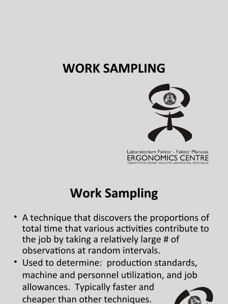 Work Sampling, Pdf : Sampling Methods – VUBVL