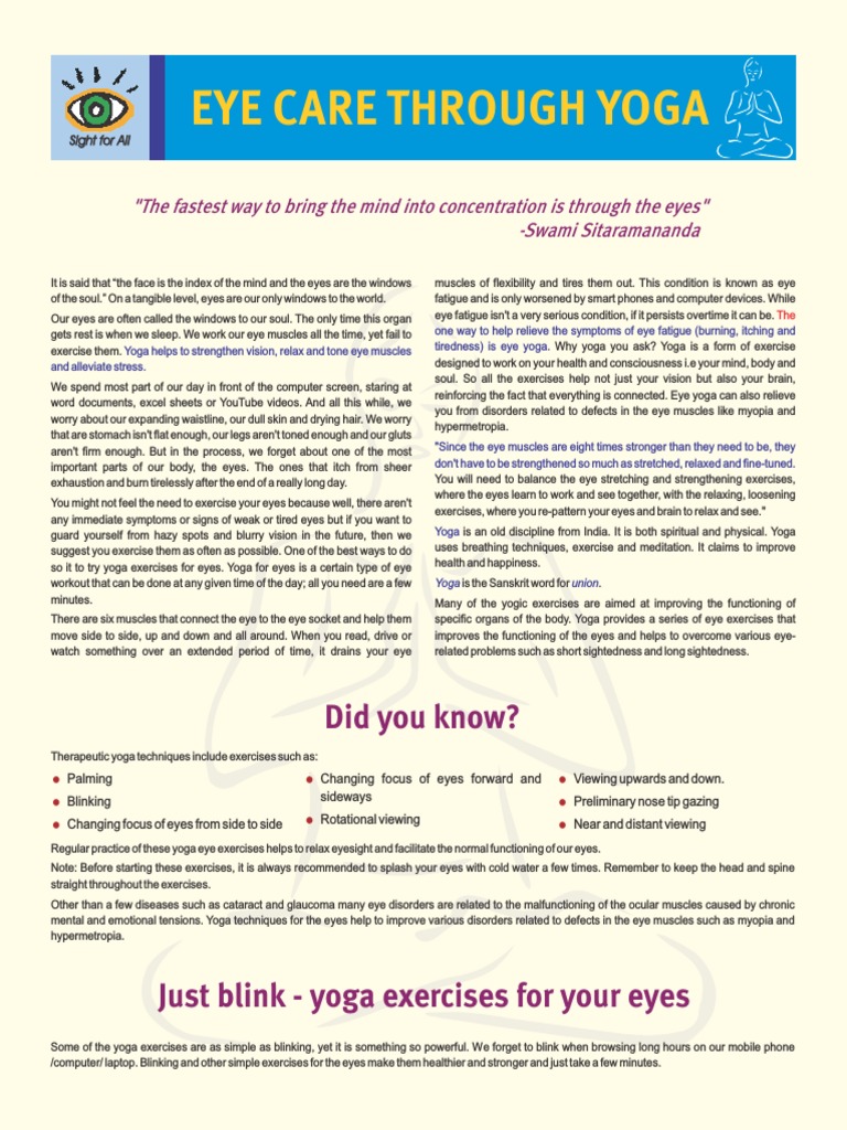 Eye Care Through Yoga Pdf Breathing Glasses