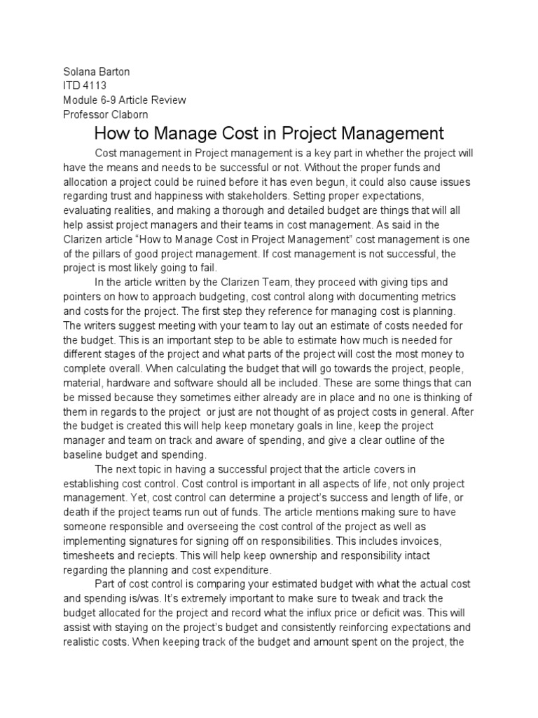 how-to-manage-cost-in-project-management-pdf-baseline-budgeting