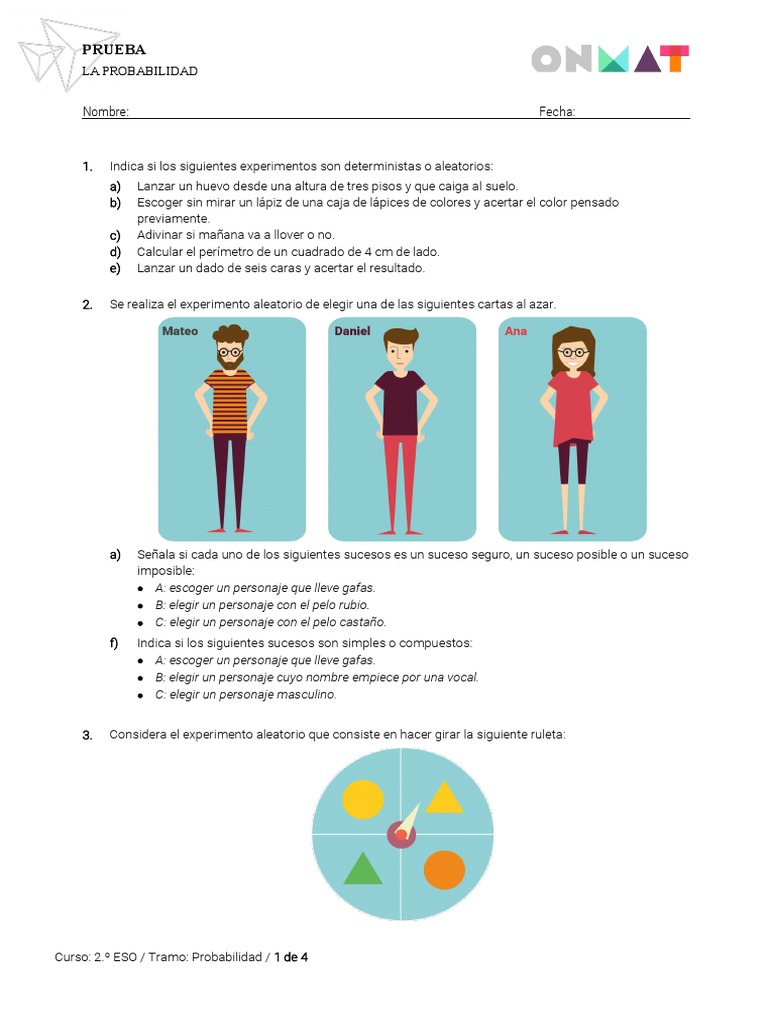 2 Eso Mate Tema Disea Tu Prueba para El Step La Probabilidad | PDF ...
