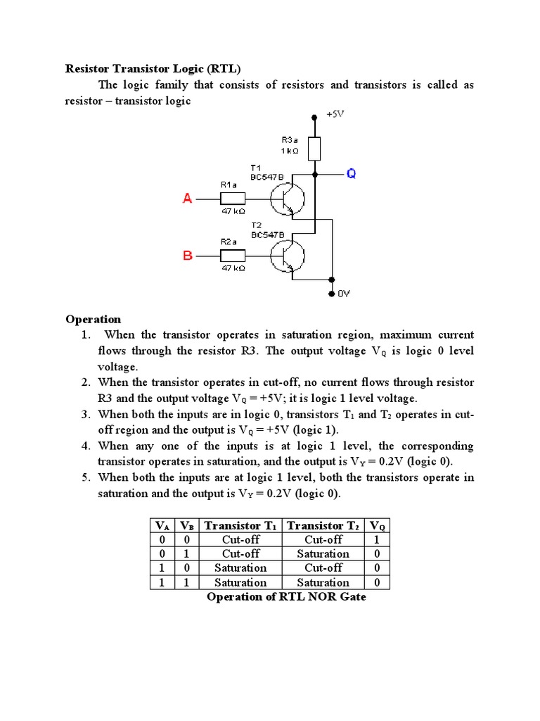 Understanding Resistor-Transistor Logic | PDF | Logic Gate | Electronic ...