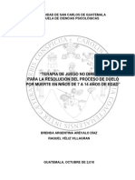 Terapia de Juego No Directiva para La Resolución Del Proceso de Duelo Por Muerte en Niños de 7 A 14 Años de Edad