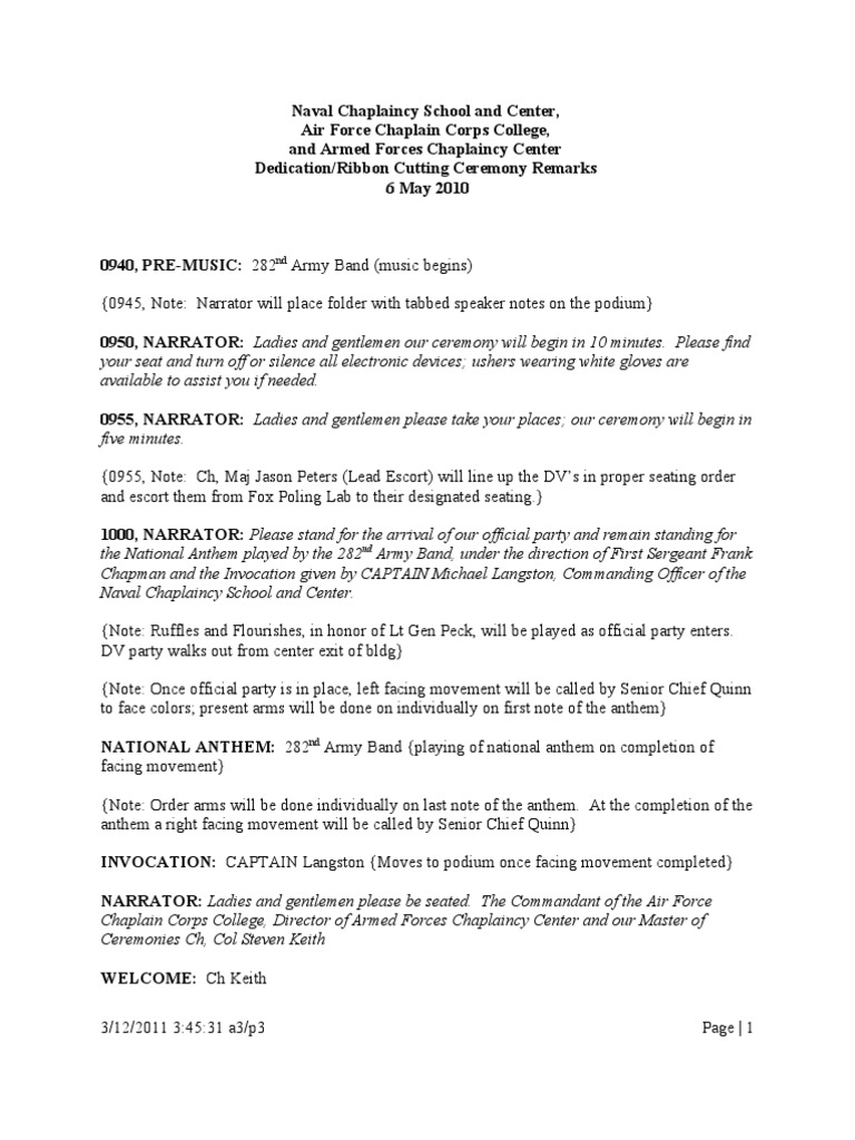 Script of Dedication Ceremony Edit - 10 rsq1 | PDF | Military Personnel ...