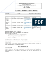 Grado 6°, Guía #4, Matematicas Trabajo en Casa 2021